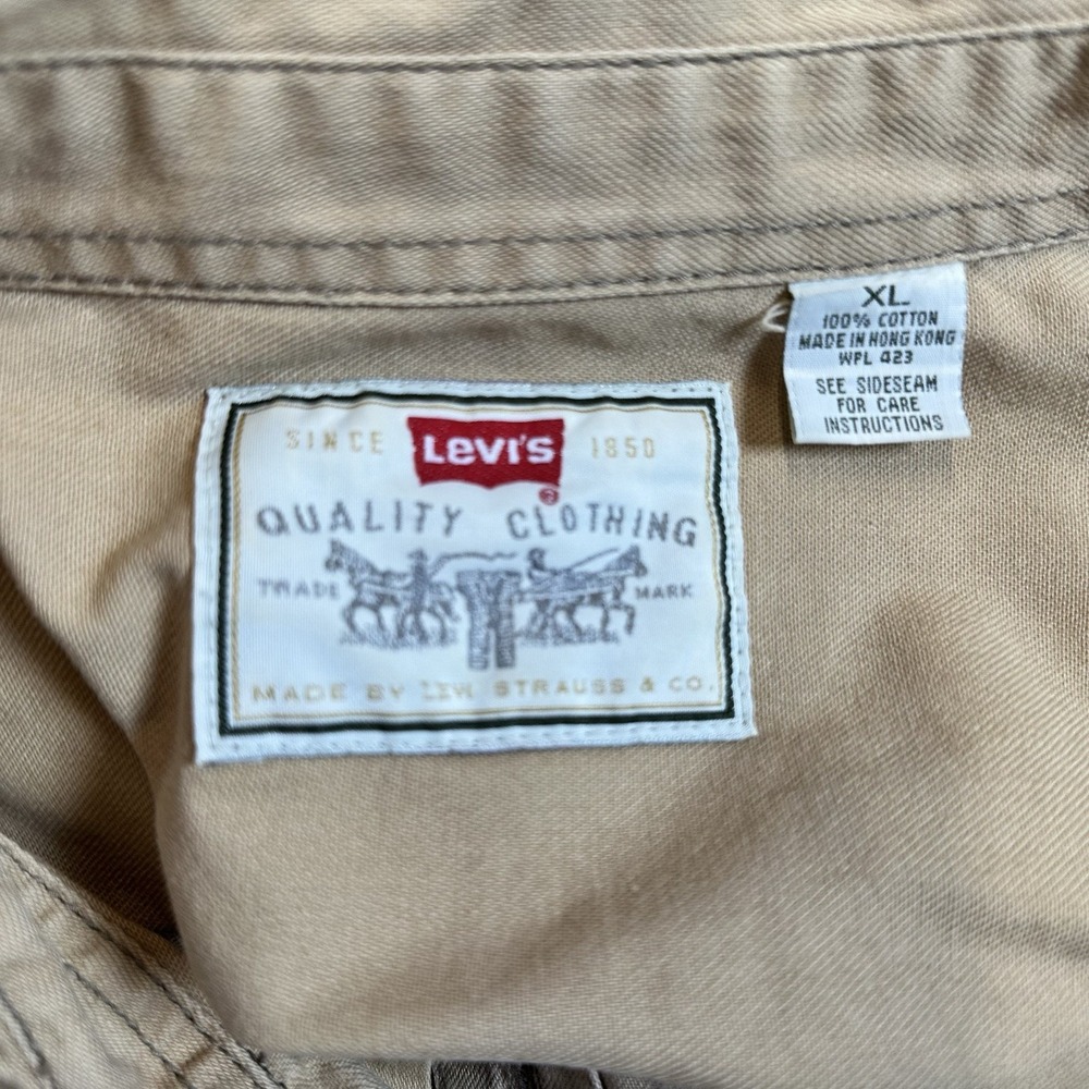 VTG 1995 Levis Denim Shirt Metal Button Long Sleeve Grunge XL RARE Golden Yellow - Picture 4 of 8